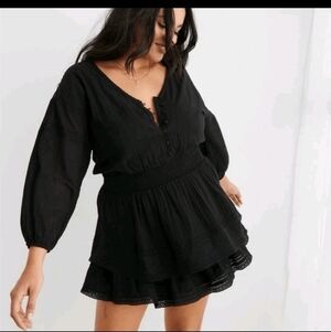 Aerie - Rock & Ruffle- Black Long Sleeve Mini Dress. Size M. NWOT